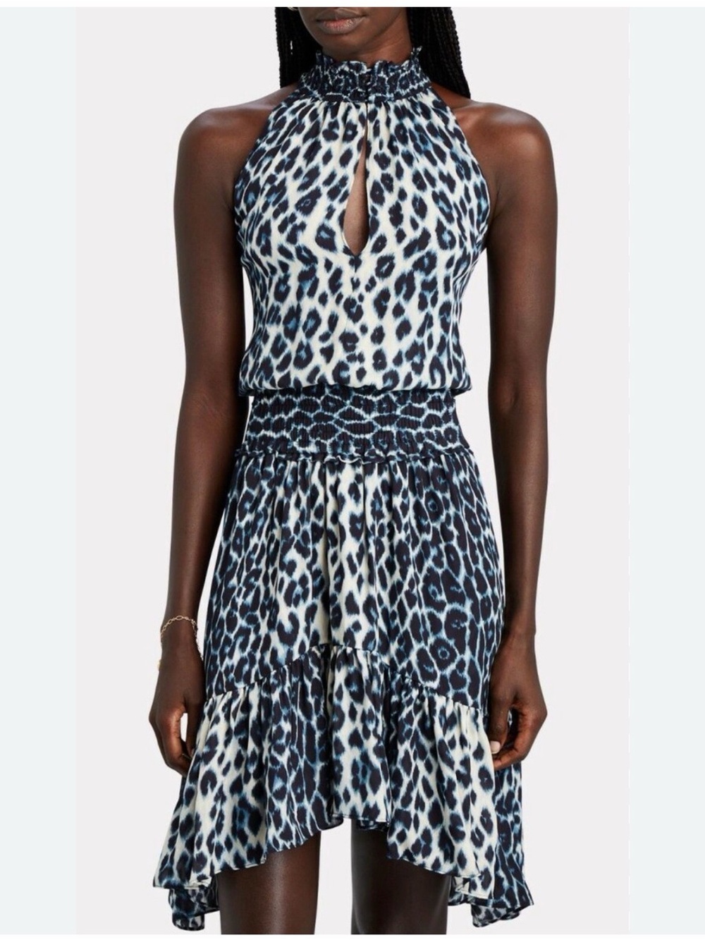 A.L.C. Navy and White Printed Halter Dress